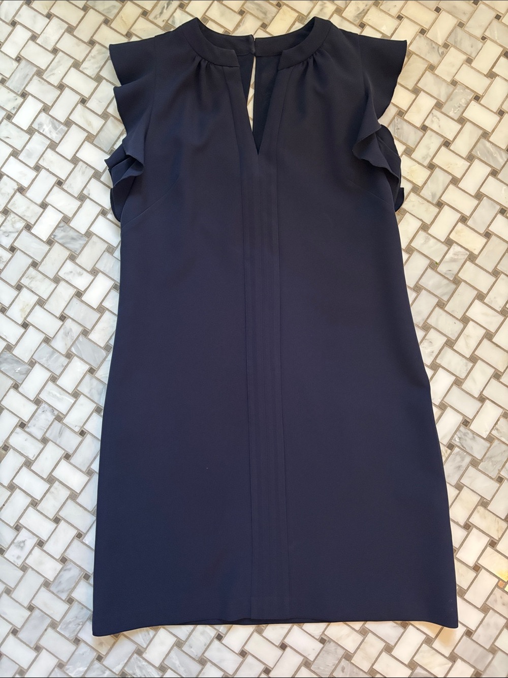 Vince Camuto Navy Flutter Sleeve Dress
